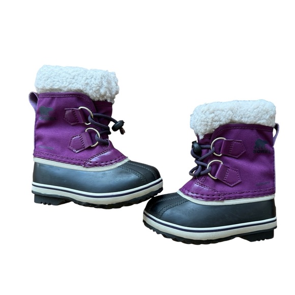 Sorel Purple Kids YOOT PAC Nylon Waterproof Boots Snow Rain Little Kids 8 - Picture 1 of 12